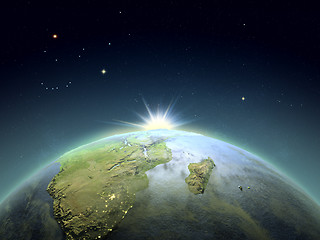 Image showing South Africa from space in sunrise