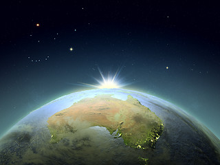 Image showing Australia from space in sunrise