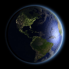 Image showing Americas from space at night