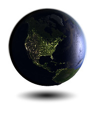 Image showing North America on night globe