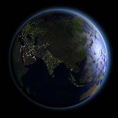 Image showing Asia from space at night