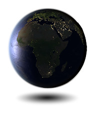 Image showing Africa on night globe