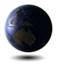 Image showing Australia on night globe