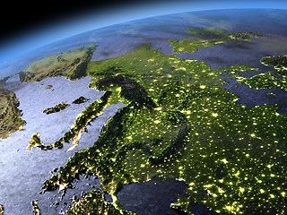 Image showing Evening above Europe from space