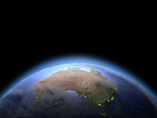 Image showing Australia from space at dawn