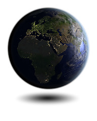 Image showing EMEA region on night globe