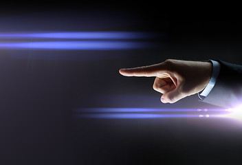 Image showing close up of businessman hand pointing finger