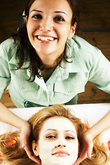Image showing stock photo attractive lady getting spa treatment in salon, heal