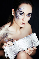 Image showing fashion portrait of pretty young woman with creative make up lik