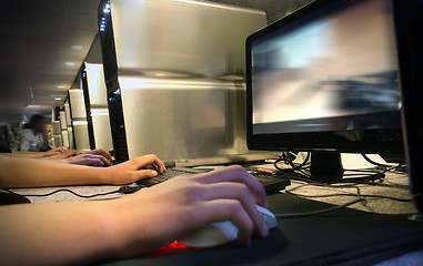 Image showing Computer Gaming at internet cafe