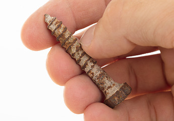 Image showing Rusted old screw isolated