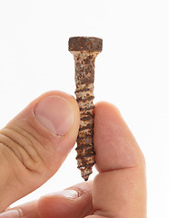 Image showing Rusted old screw isolated