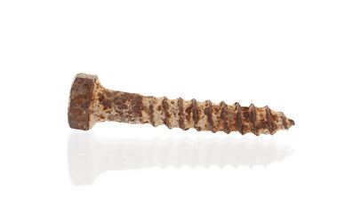 Image showing Rusted old screw isolated