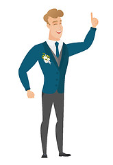 Image showing Caucasian groom pointing with his forefinger