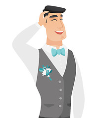 Image showing Young caucasian groom laughing.