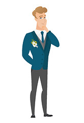 Image showing Caucasian groom thinking vector illustration