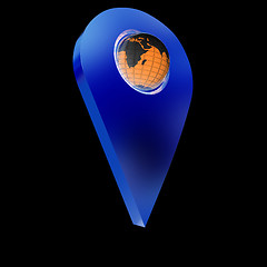 Image showing Realistic 3d pointer of map with Earth. Global concept. 3d illus