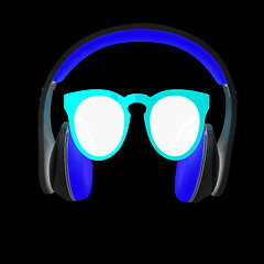 Image showing Sunglasses and headphone for your face. 3d illustration