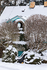 Image showing beautiful winter garden covered by snow