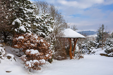 Image showing beautiful winter garden covered by snow