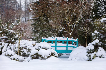 Image showing beautiful winter garden covered by snow