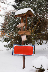 Image showing signpost in winter garden