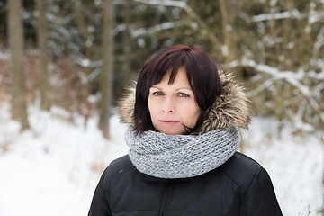 Image showing woman without makeup in winter time