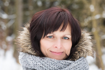 Image showing woman without makeup in winter time