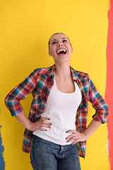 Image showing young woman over color background