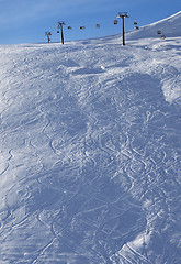 Image showing Off-piste slope at sun morning