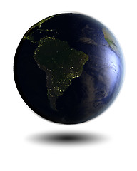 Image showing South America on night globe