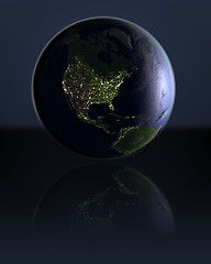 Image showing North America  on dark globe