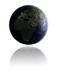 Image showing EMEA region on globe at night