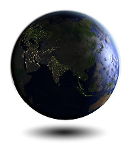 Image showing Asia on night globe