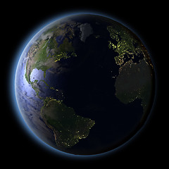 Image showing Northern Hemisphere from space at night