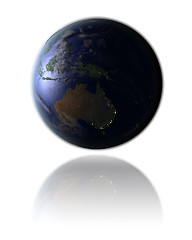 Image showing Australia on globe at night