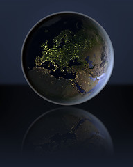 Image showing Europe  on dark globe