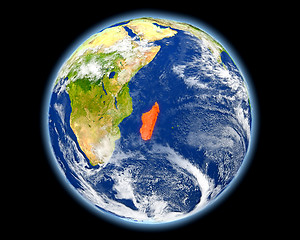 Image showing Madagascar in red from space