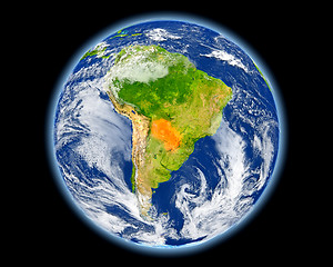 Image showing Paraguay in red from space