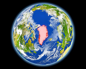 Image showing Greenland in red from space