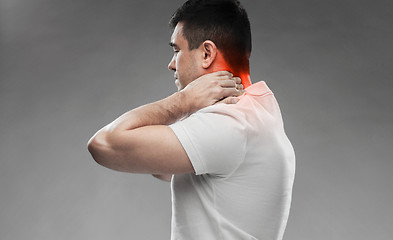 Image showing close up of man suffering from neck pain