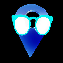 Image showing Glamour map pointer in sunglasses. 3d illustration