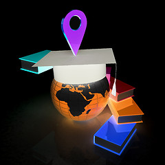 Image showing Books around the Earth and pointer. Education and navigation con