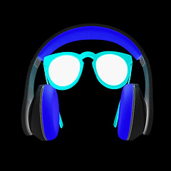 Image showing Sunglasses and headphone for your face. 3d illustration