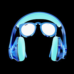 Image showing Sunglasses and headphone for your face. 3d illustration