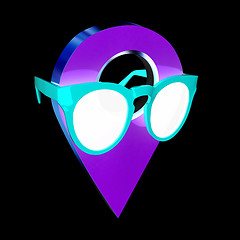 Image showing Glamour map pointer in sunglasses. 3d illustration