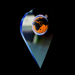 Image showing Realistic 3d pointer of map with Earth. Global concept. 3d illus