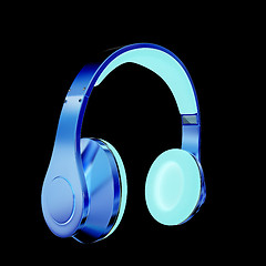 Image showing Golden headphones. 3d illustration