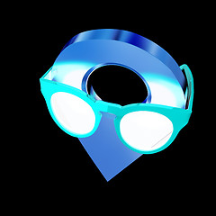 Image showing Glamour map pointer in sunglasses. 3d illustration