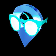 Image showing Glamour map pointer in sunglasses. 3d illustration